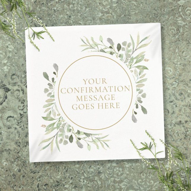 Greenery Watercolor Floral Gold Confirmation Napkin (Greenery Watercolor Floral Gold Confirmation Napkins)
