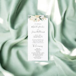 Greenery Watercolor Floral Wedding Program Programme<br><div class="desc">Elegant floral wedding program with pale watercolor peonies arrangement  with (faux) gold foliage accents and greenery.</div>
