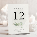 Greenery Watercolor Foliage Modern Elegant Modern Table Number<br><div class="desc">Modern,  clean and sophisticated wedding table number with watercolor greenery foliage leaves illustration.</div>