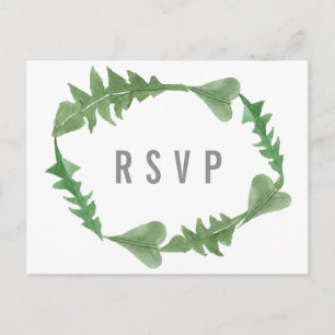Greenery Watercolor Foliage RSVP Postcard