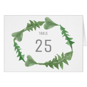 Greenery Watercolor Foliage Table Number