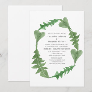 Greenery Watercolor Foliage Wedding Invite