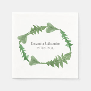 Greenery Watercolor Foliage Wedding Napkin