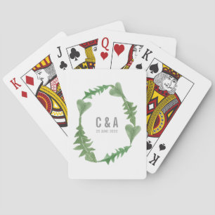 Greenery Watercolor Foliage Wedding Playing Cards