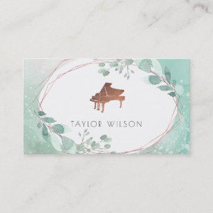 greenery watercolor frame pianist business card