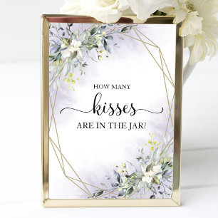 Greenery Watercolor How Many Kisses Sign