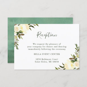 Greenery Watercolor Ivory Floral Wedding Reception Invitation