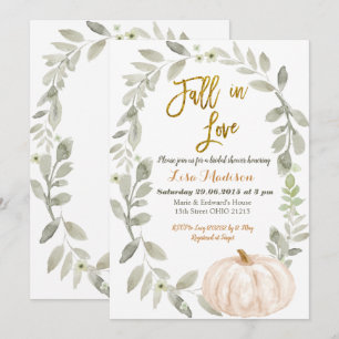 Greenery Watercolor Pumpkin Bridal Shower Invitation