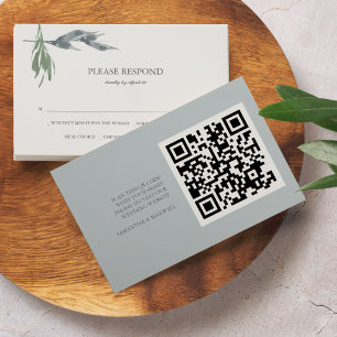 Greenery Watercolor RSVP Cards with QR Code