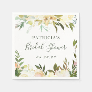 Greenery Watercolor Rustic Floral Bridal Shower Napkin