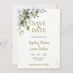 Greenery Watercolor Save The Date Invitation
