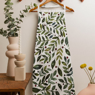 Greenery watercolor seasonal branches and berries apron