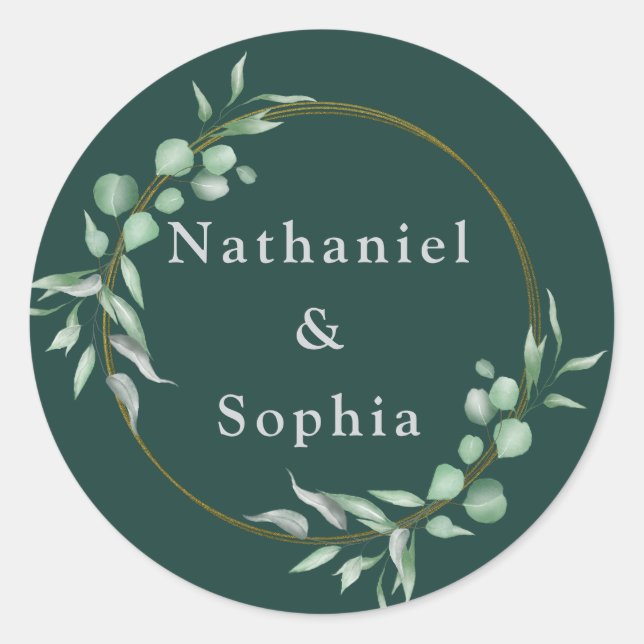 Greenery Watercolor Wedding Envelope Seals (Front)