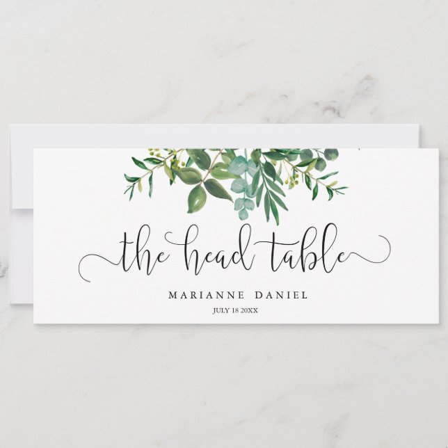 Greenery watercolor wedding head table sign (Front)