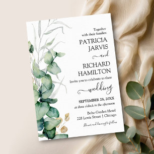 Greenery Watercolor Wedding Invitation