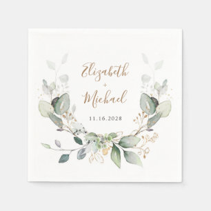 Greenery Watercolor Wedding Napkin