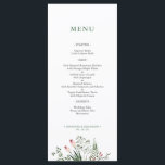 Greenery Watercolor Wedding Reception Menu Card<br><div class="desc">This simple but beautiful menu card features clean typography and a watercolor flower bouquet with a green colour. Perfect for spring,  summer wedding,  garden party,  or backyard wedding. Matching items available at my shop BaraBomWedding.</div>