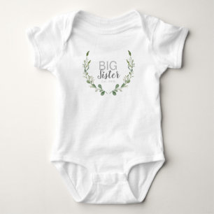 Greenery Watercolor Wreath   Big Sister Baby Bodysuit