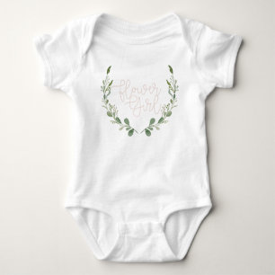 Greenery Watercolor Wreath   Flower Girl Baby Bodysuit