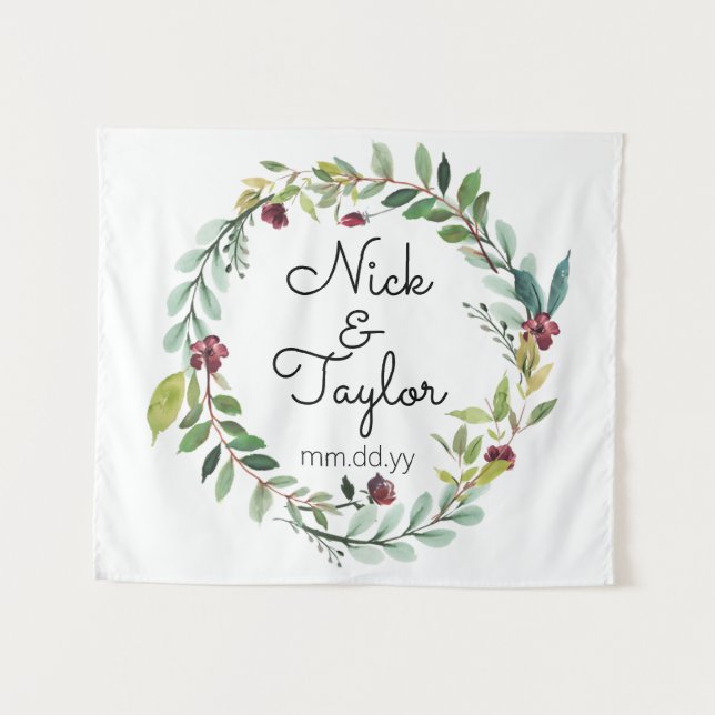 Greenery Wedding Back Drop, Boho Fall Photo Booth  Tapestry (Front (Horizontal))