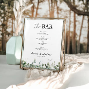 Greenery  Wedding Bar Menu Sign Template