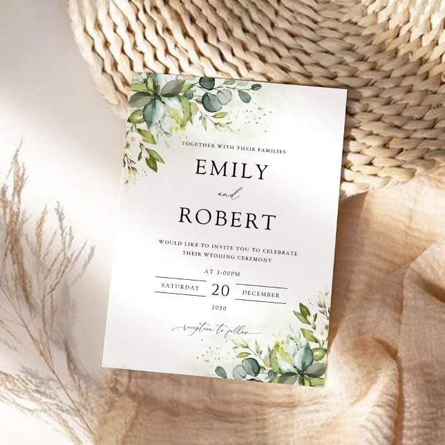 Greenery Wedding Ceremony Invitation (Creator Uploaded)