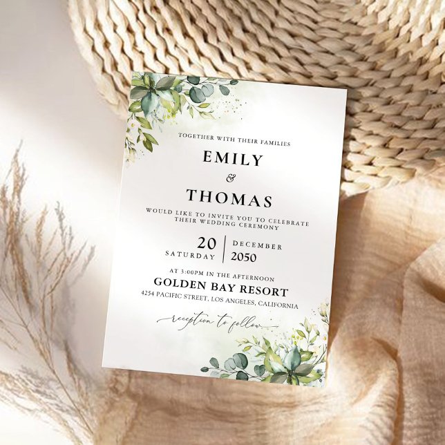 Greenery Wedding Ceremony Invitation (Creator Uploaded)