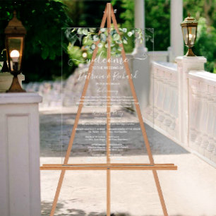 Greenery Wedding Ceremony Program Acrylic Sign
