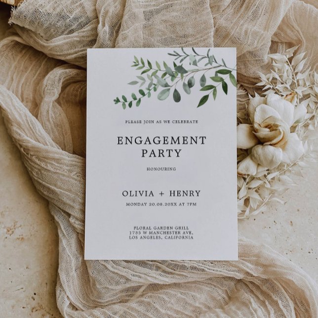 Greenery  Wedding Engagement Party Invitation (Greenery Wedding Engagement Party Invitation)