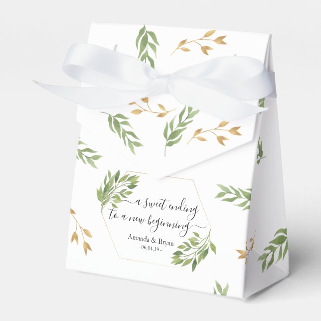 Greenery  Wedding Favour Gift Tag botanical Favour Box (Front Side)
