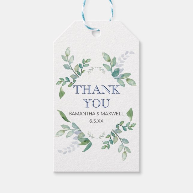Greenery Wedding Favour Gift Tags (Front)