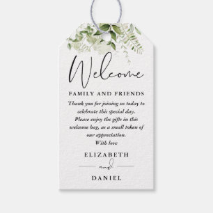 Greenery Wedding Favour Welcome Basket Bag Gift Tags
