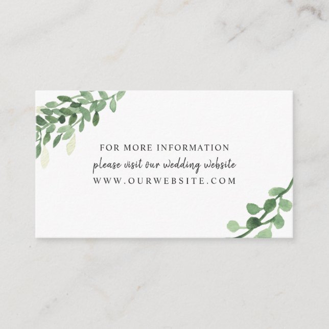 Greenery wedding information website card (Front)