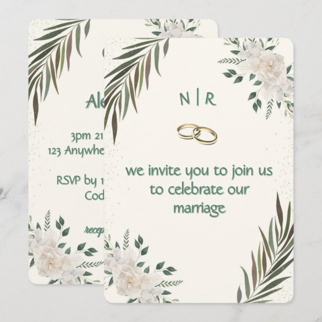 Greenery Wedding Invitation (Front/Back)