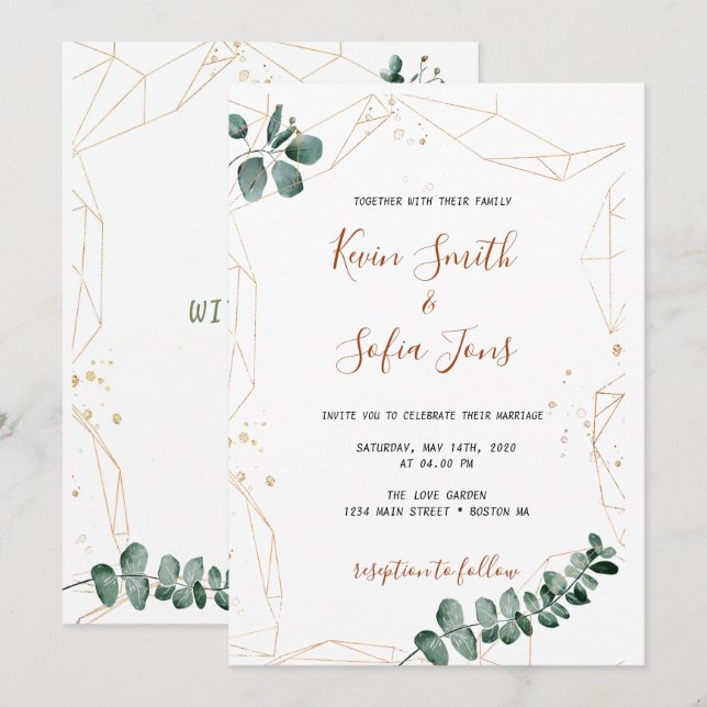 Greenery Wedding Invitation (Front/Back)