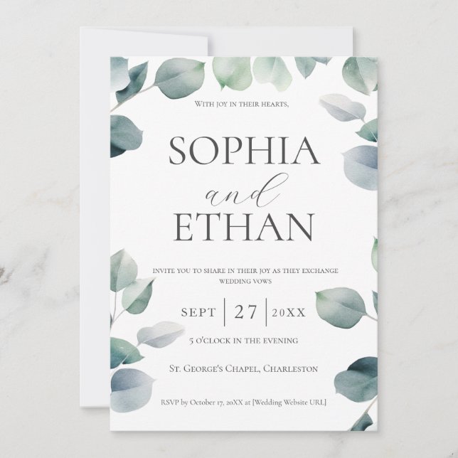 Greenery Wedding Invitation (Front)