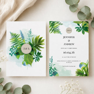 Greenery Wedding Invitation Botanical Watercolor