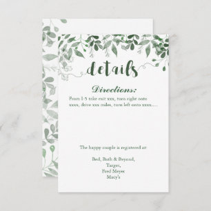Greenery Wedding Invitation Details Template
