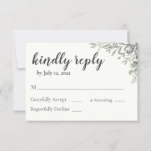 Greenery Wedding Invitation Reply Card