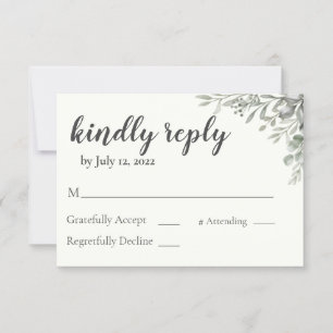 Greenery Wedding Invitation Reply Card 