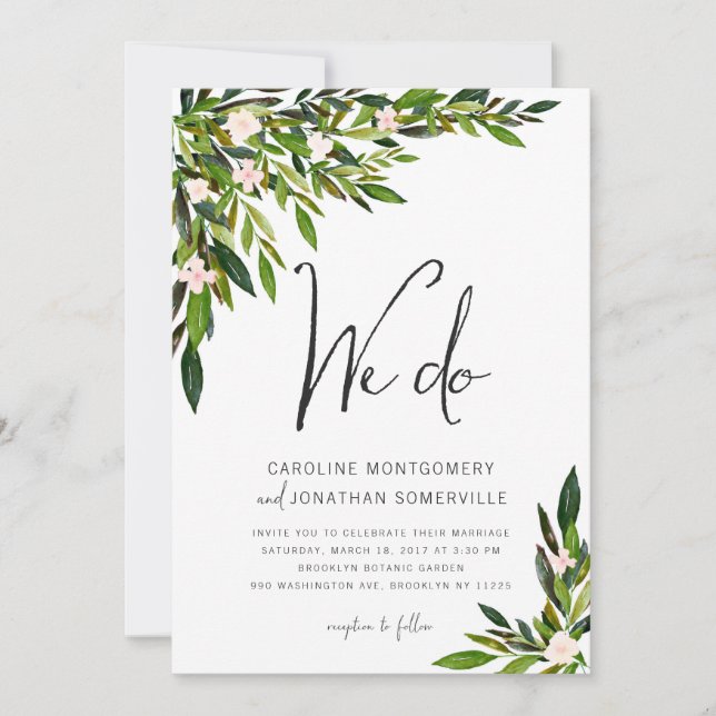 Greenery Wedding Invitation Set Botanical Invite (Front)