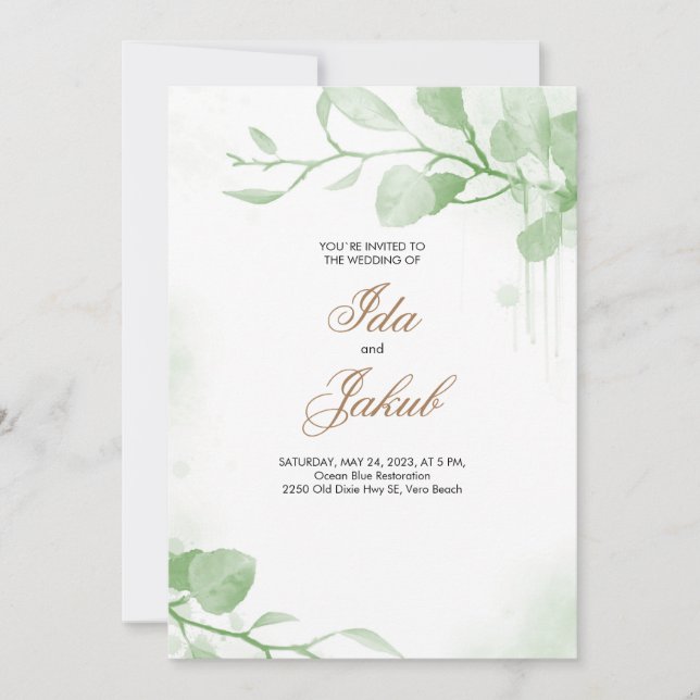 Greenery Wedding Invitation Template (Front)