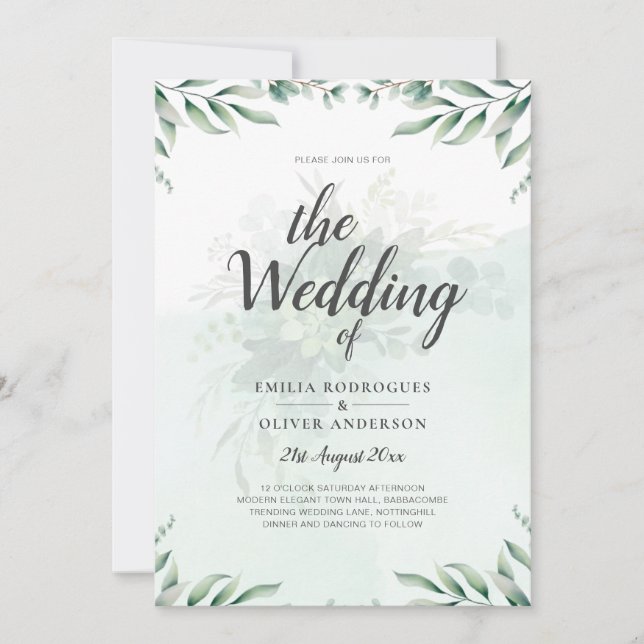 Greenery Wedding Invitations Website RSVP QR CODE (Front)