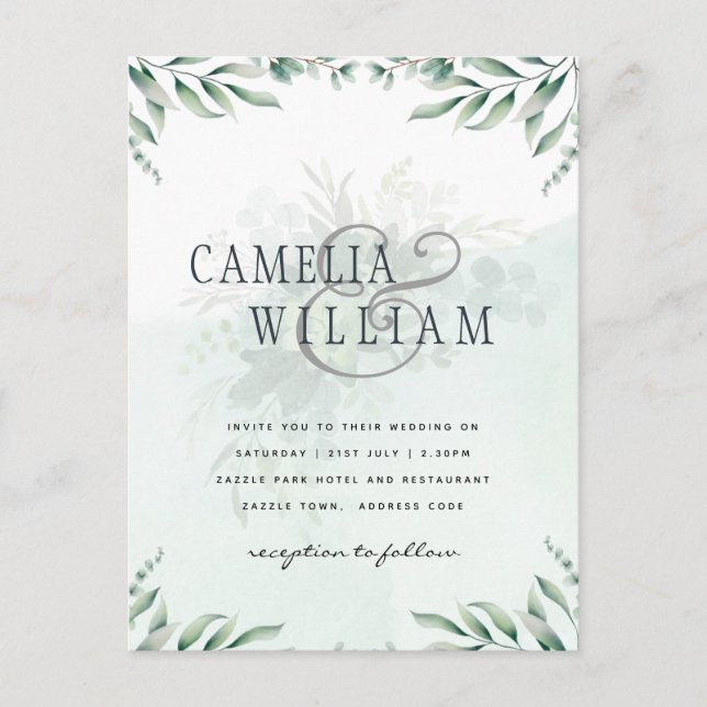 Greenery Wedding Invitations Website RSVP QR CODE (Front)