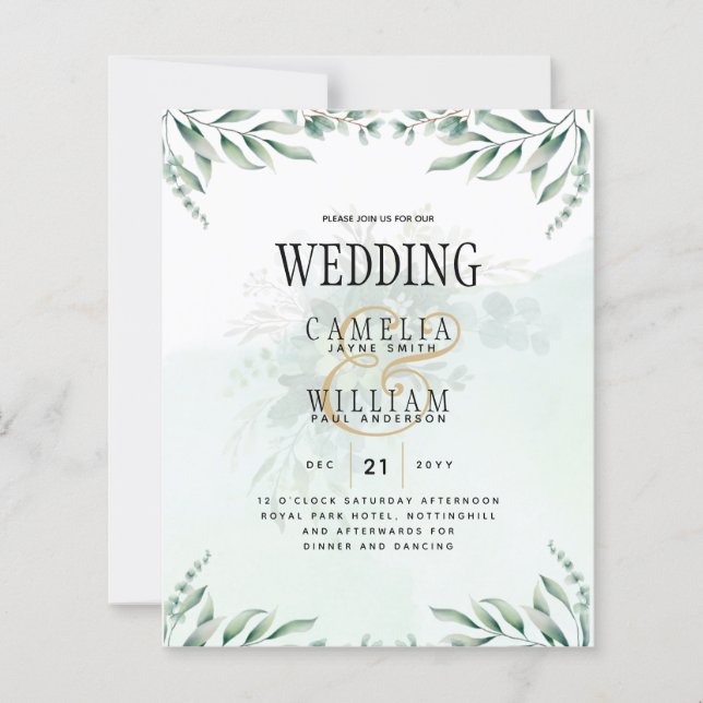 Greenery Wedding Invitations Website RSVP QR CODE (Front)