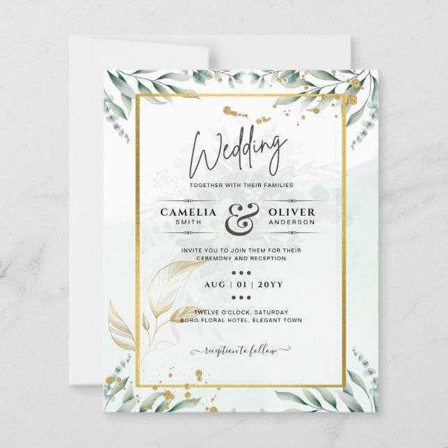 Greenery Wedding Invitations Website RSVP QR CODE (Front)