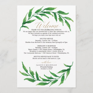 Greenery Wedding Itinerary Welcome Letter Programme