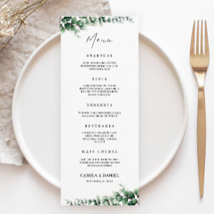 Greenery Wedding Menu Cards Template