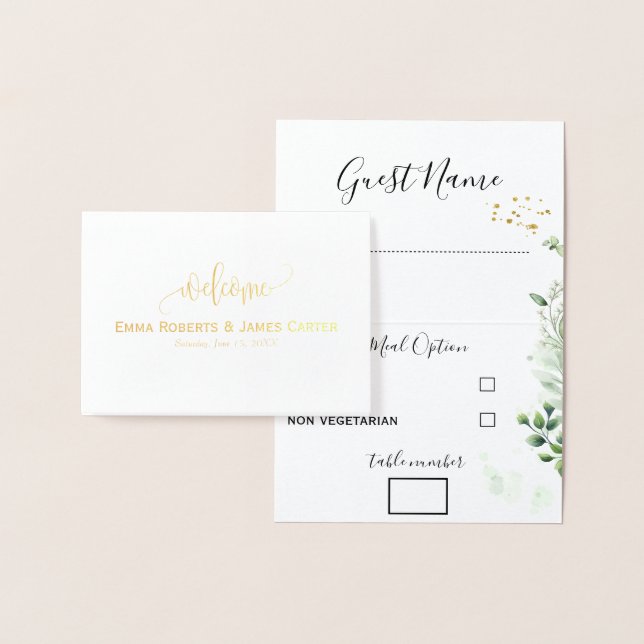 Greenery Wedding Menu Choice Place Cards (Display)