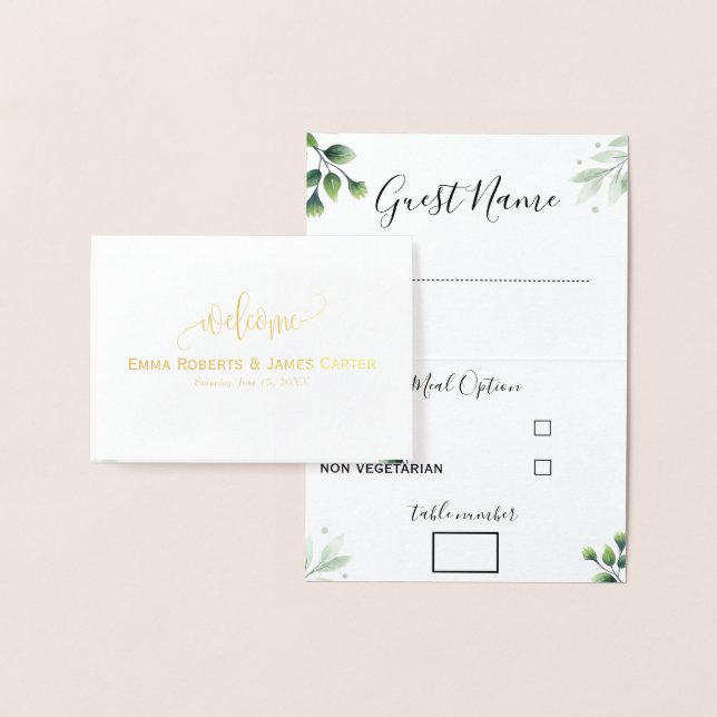 Greenery Wedding Menu Choice Place Cards (Display)